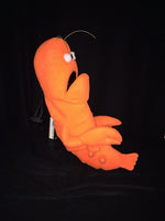 blacklight lobster puppet orange side view