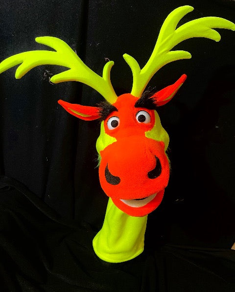 Blacklight reindeer puppet