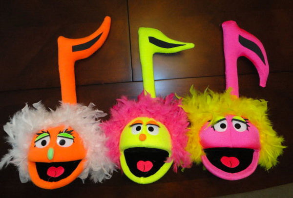 blacklight female music note puppets