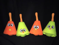 blacklight bell puppets with handles