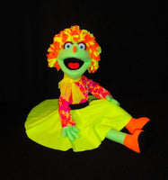 blacklight 50's style Nancy puppet green
