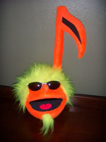 Orange blacklight music note puppet