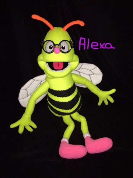 blacklight Alexa bee puppet 